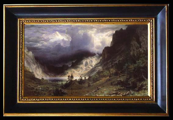 framed  Albert Bierstadt Ein Sturm in den RockY Mountains,Mount Rosalie, Ta093